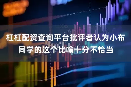 杠杠配资查询平台批评者认为小布同学的这个比喻十分不恰当